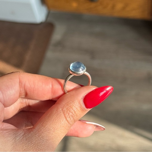 Pandora Aqua Blue Poetic Droplet Ring Size 5 - Picture 8 of 9